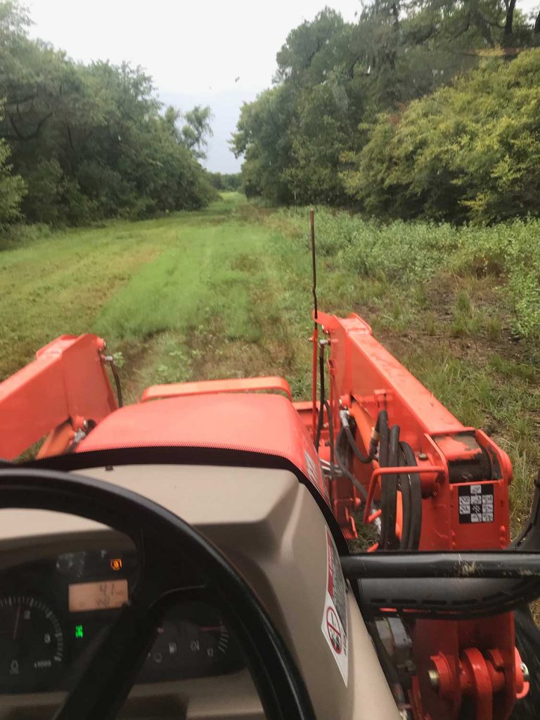 mowing with a tractor